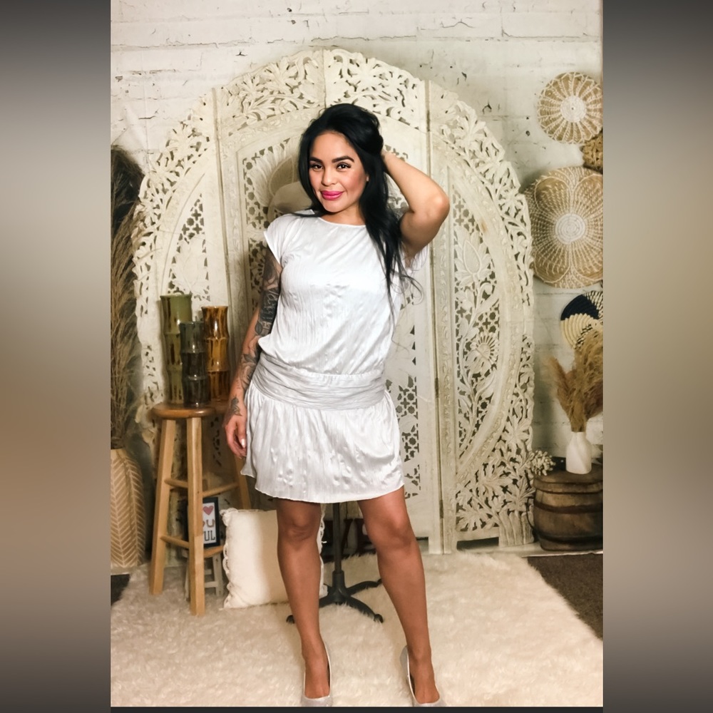 Silver/ platinum silk classy dress